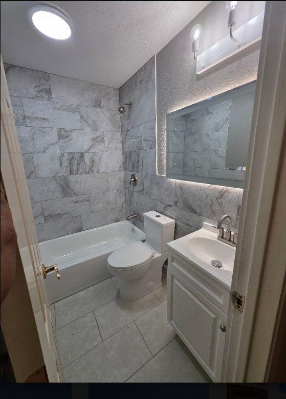 Completed tiled bathroom remodel